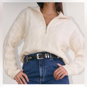 NWT Everlane The Cable Half-Zip in Wool